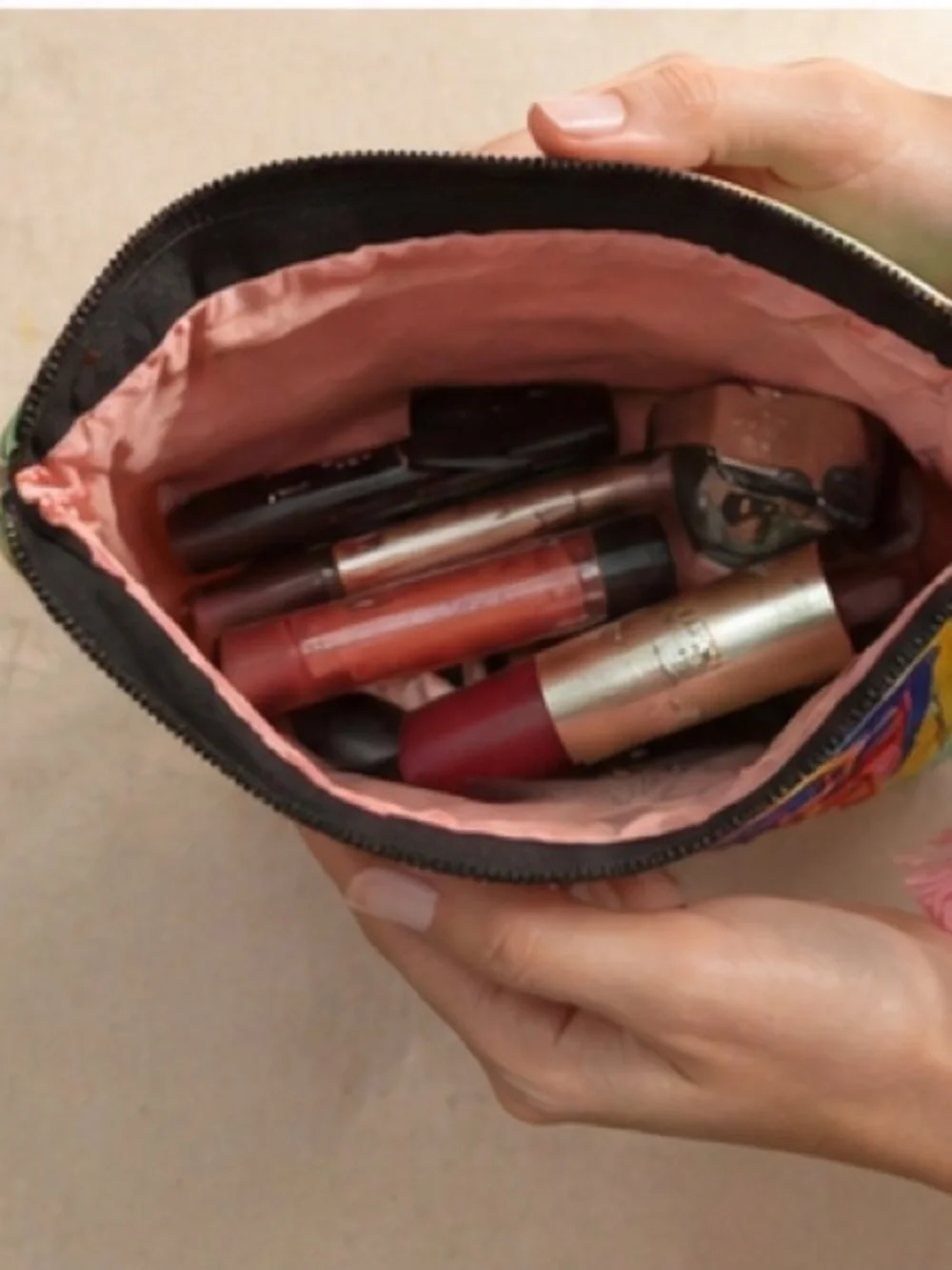 Colorful Sardine Fish Cosmetic Pouch Statement Makeup Bag Coastal Travel Case